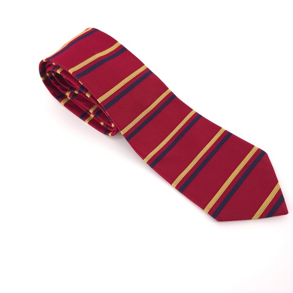 Brooks Brothers Other - Brooks Brothers Makers Mens Tie Silk Burgundy Gold Navy Stripe Made in USA